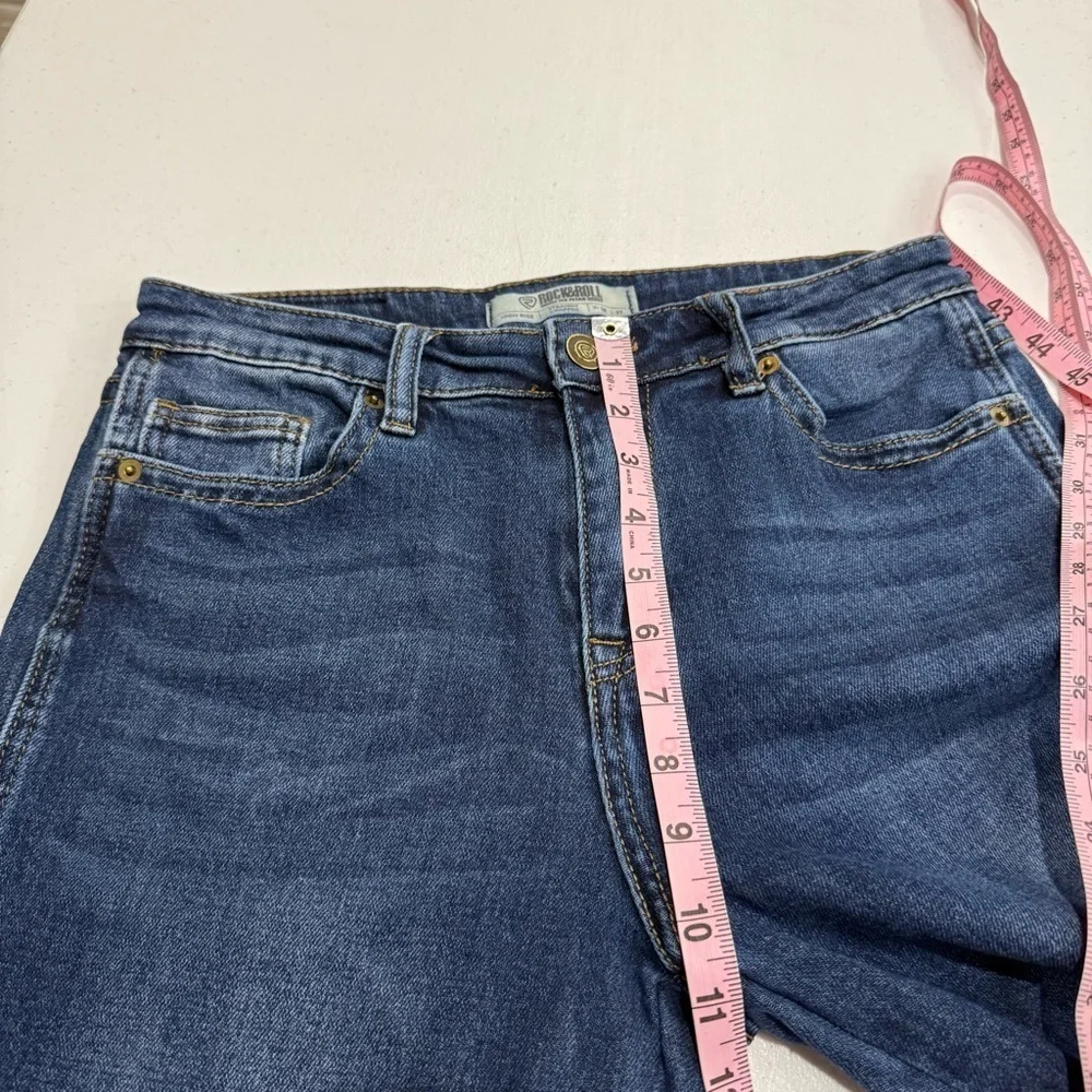 Rock & Roll Denim Jeans High Rise Straight Cropped Dark Wash Women’s Size 28x27 - Picture 4 of 11